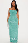 Georgia Metallic Maxi Dress - Sage