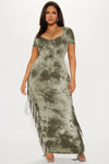 Devin Tie Dye Maxi Dress - Olive/combo