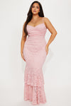 Elegant Lace Maxi Dress - Rose