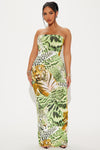 Roaring Elegance Tube Maxi Dress - Green/combo