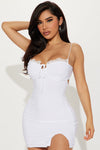 Alicia Ruched Mini Dress - Off White