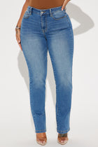 So Meant To Be Stretch Straight Leg Jeans - Medium Wash