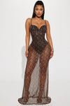 Wild Thing Mesh Maxi Dress - Black/Brown