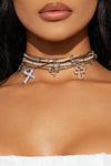 Desert Cross Necklace - Silver/Brown