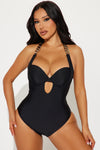 Visalia Underwire Chain 1 Piece Swimsuit - Black