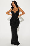 Alora Sequin Maxi Dress - Black