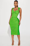 Melanie Ruched Bandage Midi Dress - Green