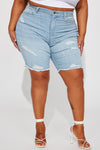 Tight Squeeze Lux Stretch Denim Bermuda Shorts - Light Wash