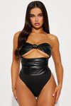 Bitter Sweet Faux Leather Bodysuit - Black