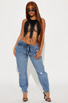 Don't Get Attached Ripped Jogger Jeans - Medium Wash