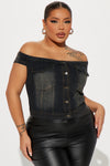 For Keeps Denim Corset Top - Black