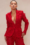 Denise Embroidered Blazer - Red