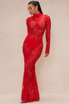 Valentina Lace Maxi Dress - Red