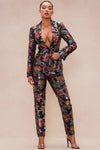 Yazzmin Satin Pant Suit Set - Black