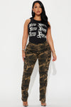 Hide N Seek Camo Cargo Pant - Olive/combo