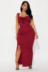 Wine Nights Textured Maxi Dress - Red