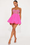 Ella Embellished Tulle Mini Dress - Pink