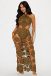 Arista Crochet Maxi Dress - Olive