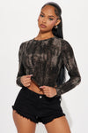 Now Or Never Distressed Top - Charcoal