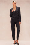 Vera Floral Applique Pant Suit Set - Black