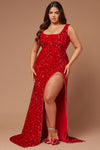 Lana Embellished Sequin Gown - Red