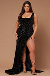 Lana Embellished Sequin Gown - Black