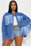 Most Wanted Fringe Denim Shirt - Blue