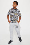 Mini Graffiti Fleece Jogger Set - Black/Grey