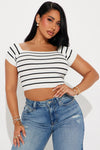 San Diego Striped Sweater Top - White/Black