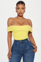 In Too Deep Off Shoulder Sweater Top - Yellow