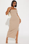 Janet Midi Dress - Taupe