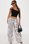 Watch Out Wide Leg Cargo Pant - Cream/combo