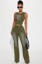 Chelsea V Waist Flare Pant - Olive