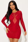 Lorelai Mesh Micro Mini Dress - Red