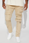 More Than One Cargo Pocket Slim Jeans - Khaki