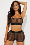 Casually Cute Bandeau Boxer 2 Piece Set - Black