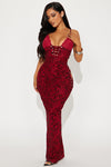 Up Next Mesh Maxi Dress - Burgundy