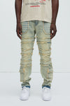 We Good Frayed Cargo Straight Jeans - Medium Wash