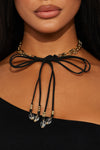 The Cutest Bow Necklace - Gold/Black