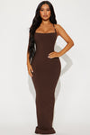 Nikki Snatched Maxi Dress - Chocolate