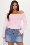 Athena Off Shoulder Sweater - Pink