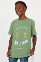 Mini Make Me Smile T-Shirt - Olive