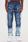 Mini Heart On Fire Denim Pants - Indigo