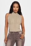 Never Gets Cold Backless Sweater Top - Taupe