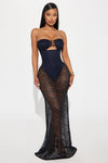 Katia Sheer Lace Maxi Dress - Navy/combo