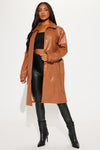 Keep Your Cool Faux Leather Trench - Cognac