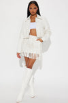 Queen of The Rodeo Fringe Skirt Set - Off White