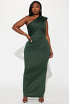 Katherine One Shoulder Maxi Dress - Emerald