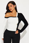 Time And A Place Color Block Sweater - Black/White