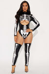 Glowing Skeleton 2 Piece Costume Set - Black/Green